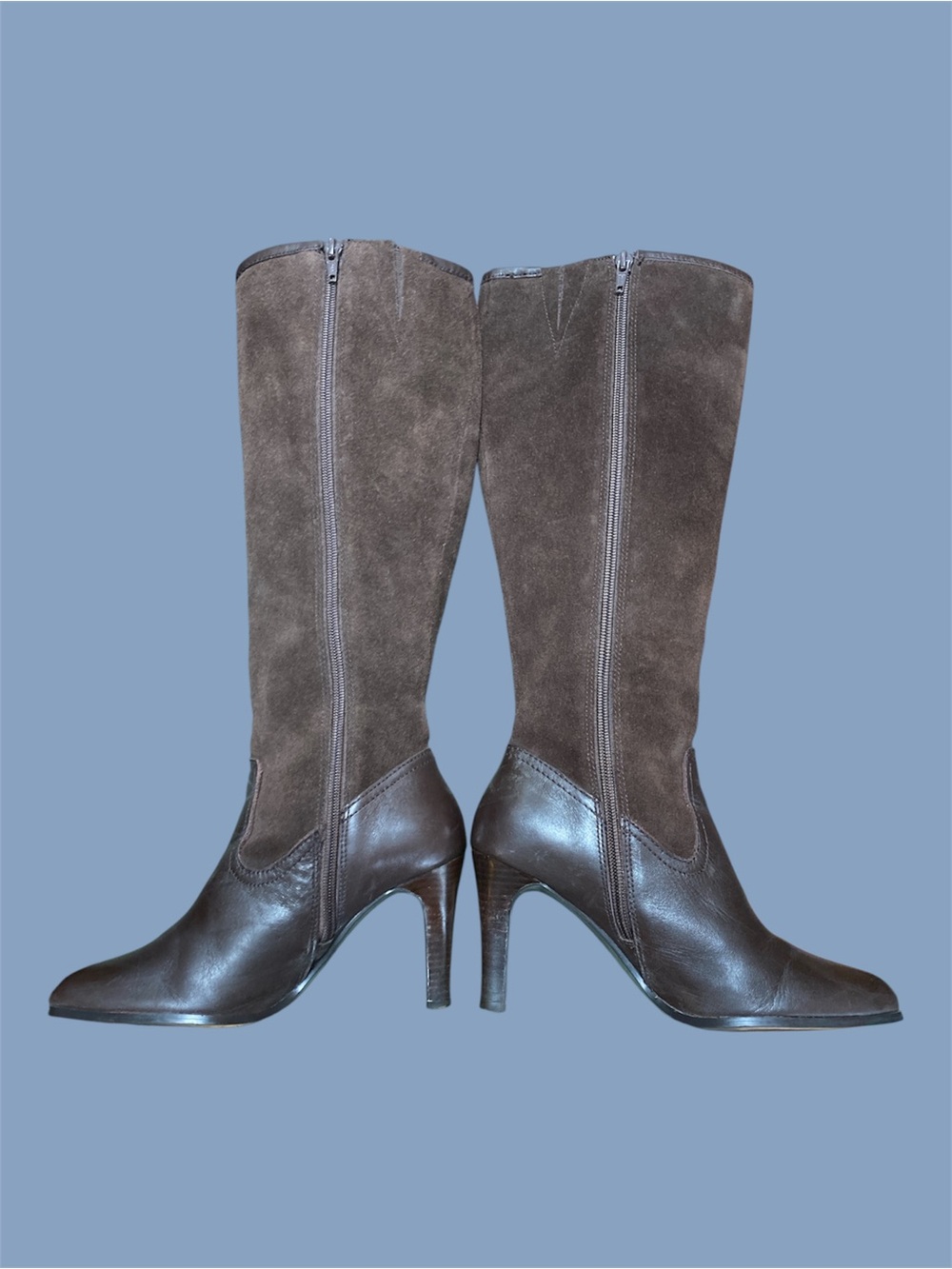 Lauren Ralph Lauren Bryce Chocolate Brown Suede & Leather Boots 6 1/2 EUC